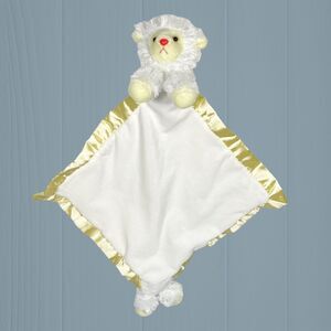 Aurora Baby Lamb Security Blanket Lovey Yellow White Plush Satin Trim Sheep Toy